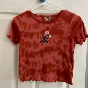 Lucky Brand girls cute trimmed crop top, size L (12/14). Bundle & Save or offer!